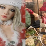 Festive promotional image of a holiday-themed sex doll