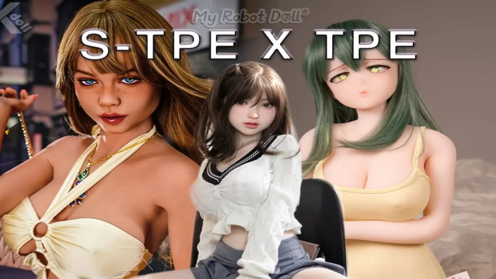 collage of 3 different sex dolls comparing STPE with TPE