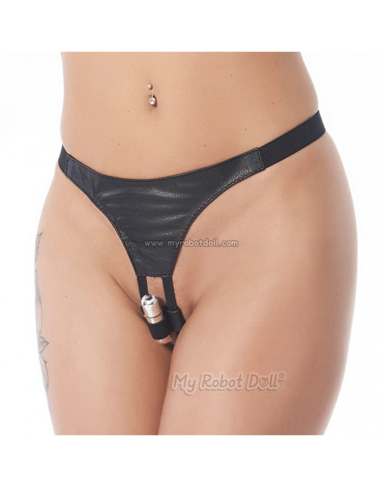 Rimba #7132 - Leather G-string with Vibrating Bullet